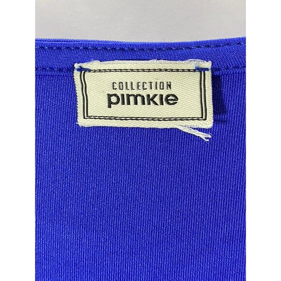 COLLECTION PIMKIE Women’s Royal Blue Cinched-Front Short Sleeve Top SZ L - Picture 7 of 10